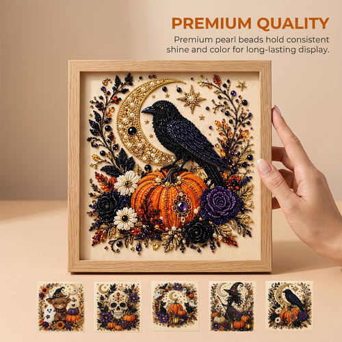 Susu  DIY Halloween Diamond Painting Kit - Spooky Ghost & Pumpkin Wall Art Decor for Home - Handmade Rhinestone Mosaic Embroidery Craft Gift